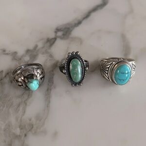 Turquoise vintage silver rings